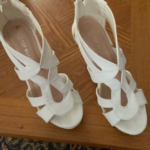 Womens white wedge sandals